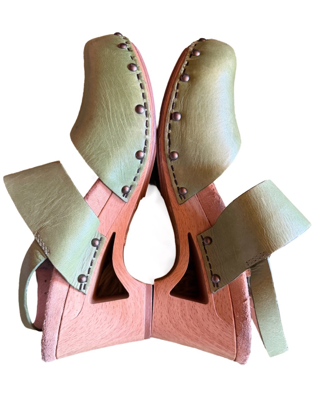 Dansko Thea Spring Green Leather Ankle Strap Clogs Size 37 6.5 7 Womens Shoes - Picture 4 of 10